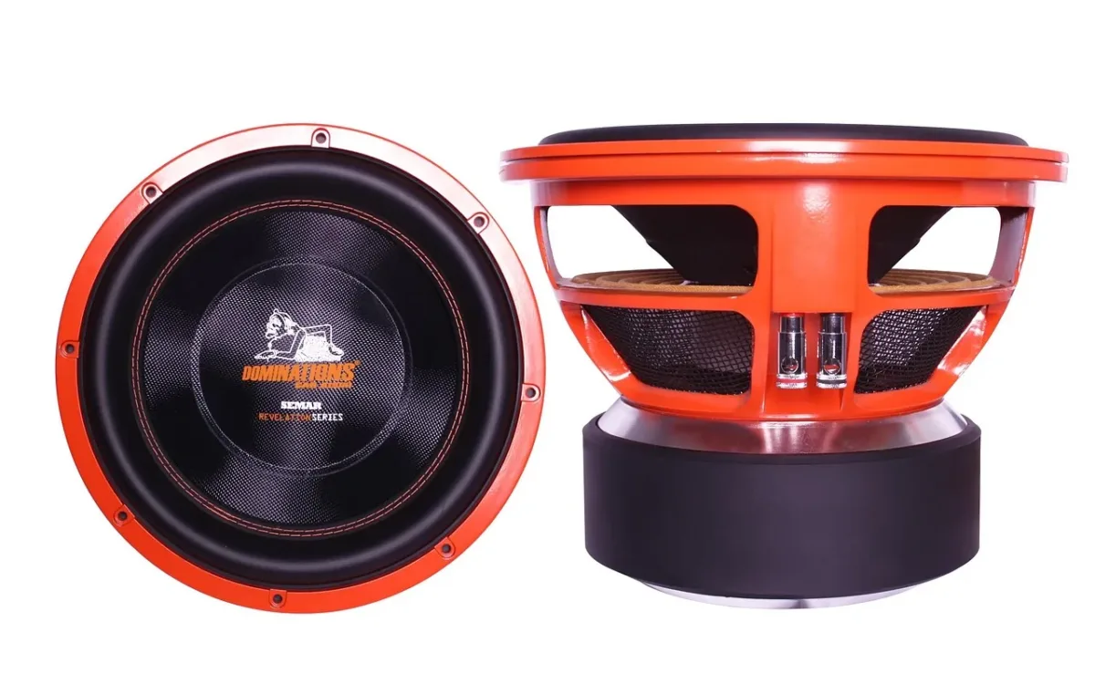 How to measure sub size: front and side view of a 12-inch car subwoofer showing its diameter and mounting depth