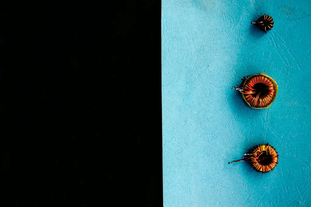 Copper inductor coils of the kind used as low-pass filters in passive crossovers