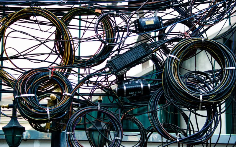 Tangled power cables