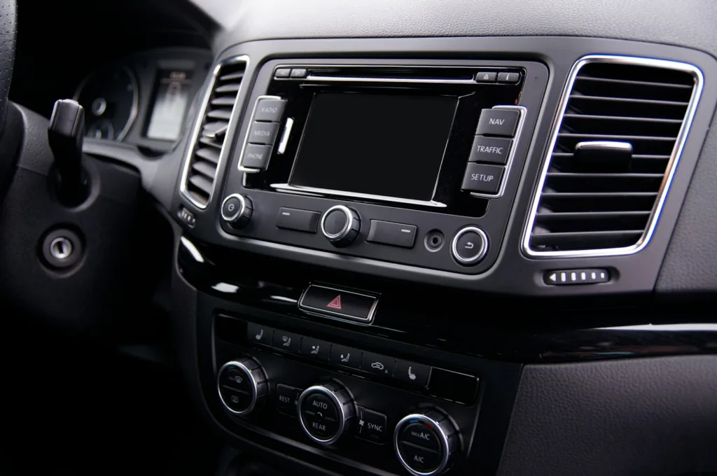 Car stereo head unit fitted in a dashboard